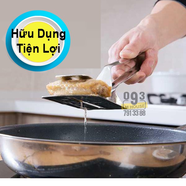 Xẻng Vợt Inox Dùng Chiên Thịt Gà Cá, Kẹp Gắp Đồ Ăn