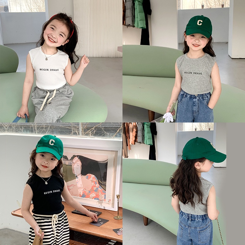 Áo ba lỗ bé gái, bé trai in chữ, kẻ ngang phong cách cá tính chất vải thấm hút tốt từ 8-33kg mã T007-E068