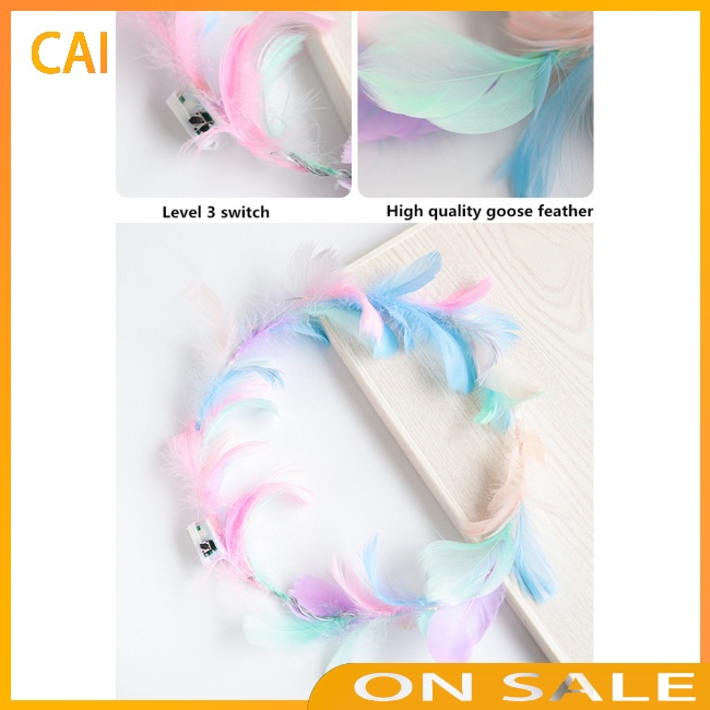 Vòng Hoa Gắn Lông Vũ Có Đèn Led Phát Sáng Độc Đáo