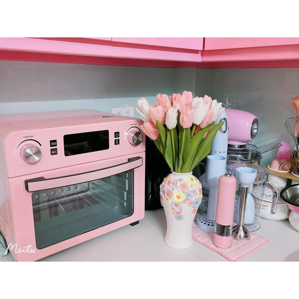 Lò nướng kiêm nồi chiên không dầu Unie Q36 (Pink) + Tặng bình xịt dầu + kẹp gắp thức ăn