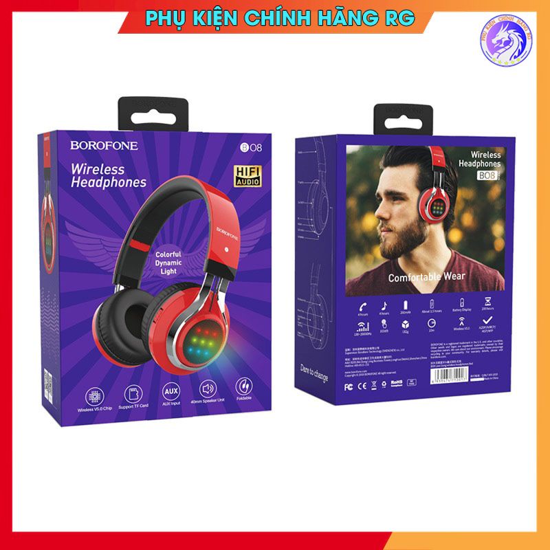 Tai nghe không dây chụp tai bluetooth Borofone BO8 có khe cắm thẻ nhớ âm thanh hay bảo hành 1 năm