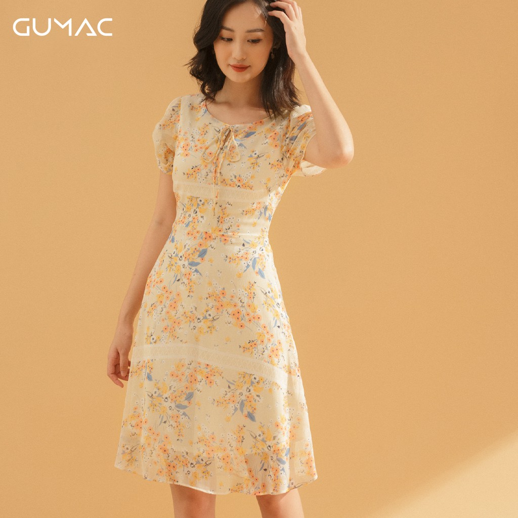 Đầm hoa tay nhún chun DA744 GUMAC | BigBuy360 - bigbuy360.vn