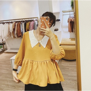Áo peplum cổ ren