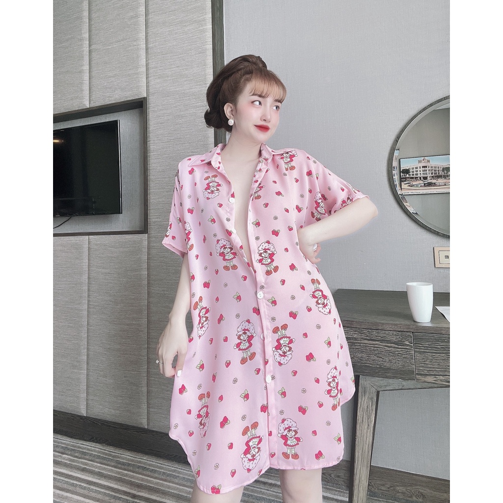 Đầm ngủ sơ mi bigsize chất lụa mango cao cấp