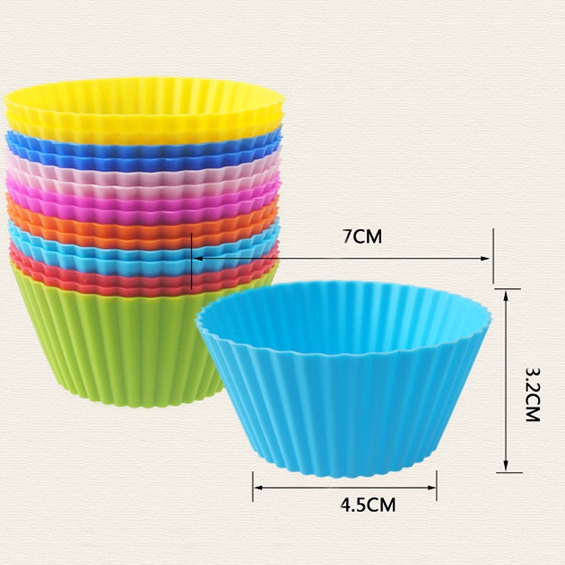 【YKN】Bộ 2 khuôn làm bánh cupcake Muffin bằng silicon hình tròn tiện dụng