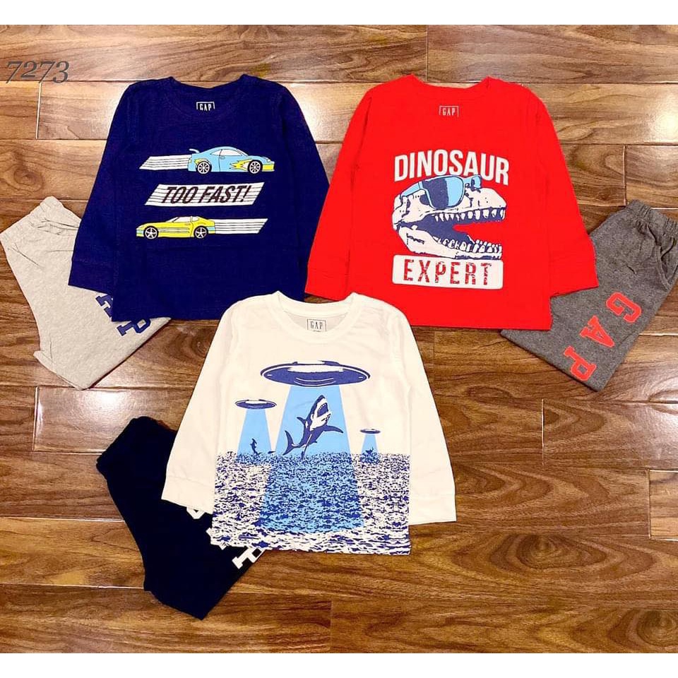 Bộ GAP đại bé trai/ Bộ bé trai tay dài size đại chất cotton in hình sắc nét - 8 mẫu mới