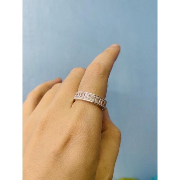 Nhẫn full đá vuông quanh nhẫn bạc ta đẹp NGỌC MẬU