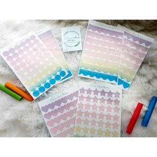 Sticker các hình cơ bản: tròn, vuông, cờ, tim, sao nhiều màu để trang trí sổ