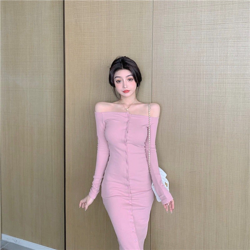 Đầm Nữ Một Hàng Nút Nhấn Eo Thời Trang Mùa Xuân Mới