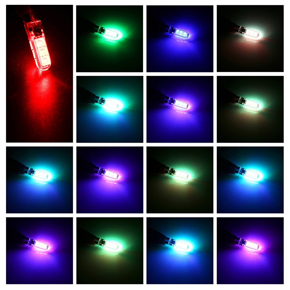Bộ 2 Đèn led T10 rgb 194 168 Trang Trí Bên Hông Xe Hơi Kèm Điều Khiển Từ Xa