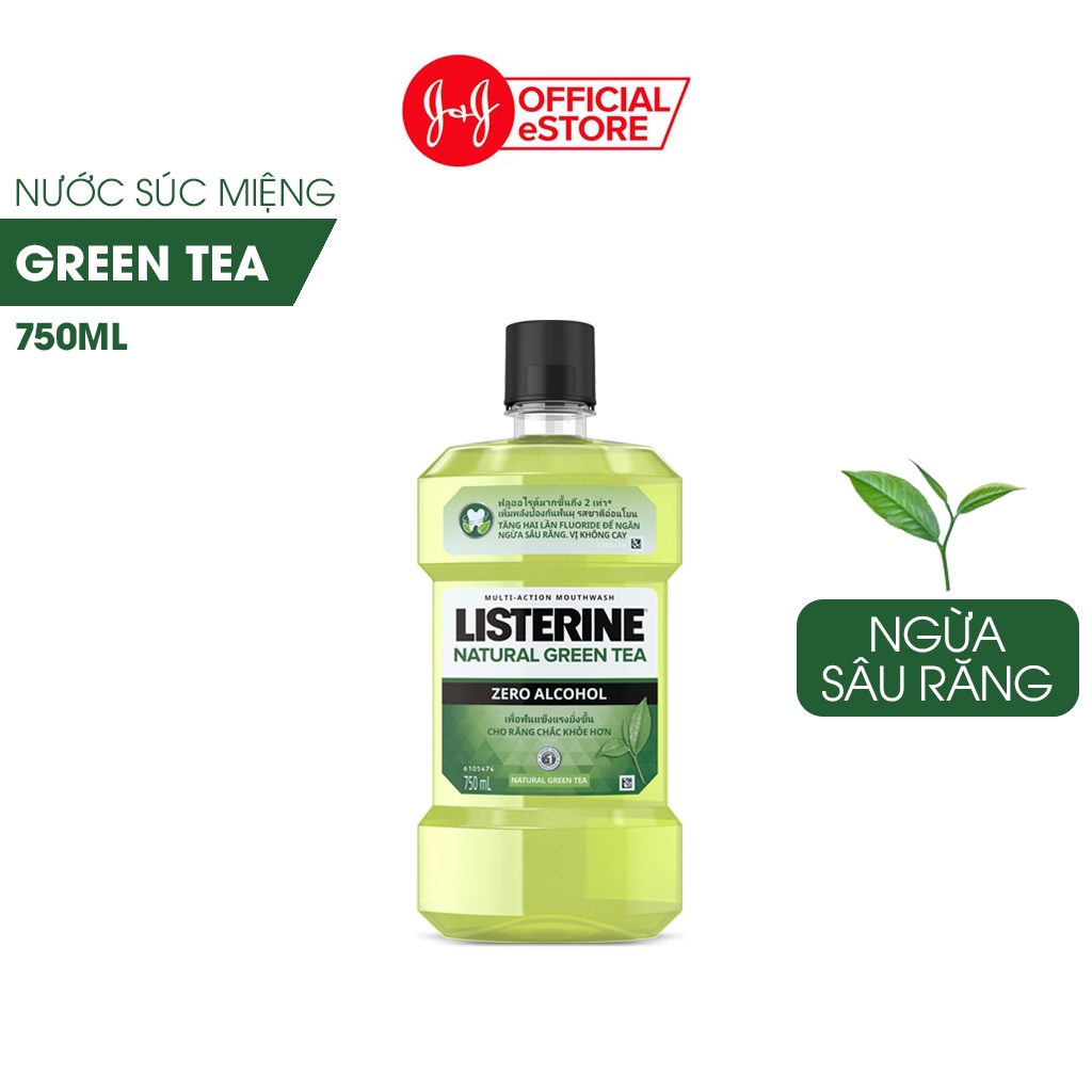 [HÀNG TẶNG KHÔNG BÁN] Nước Súc Miệng Listerine Ngừa Sâu Răng Vị Trà Xanh Không Cay - Natural Green Tea 750ml