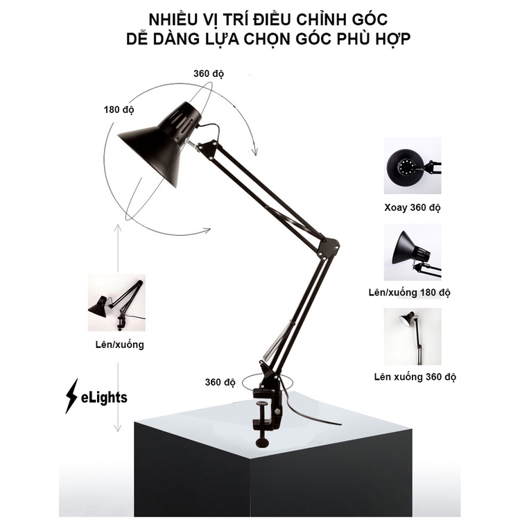 Đèn Pixar eLights MT03 Để Bàn Học Đọc Sách Làm Việc Chống Cận Bảo Vệ Mắt Kèm Bóng Led 3 Chế Độ Sáng