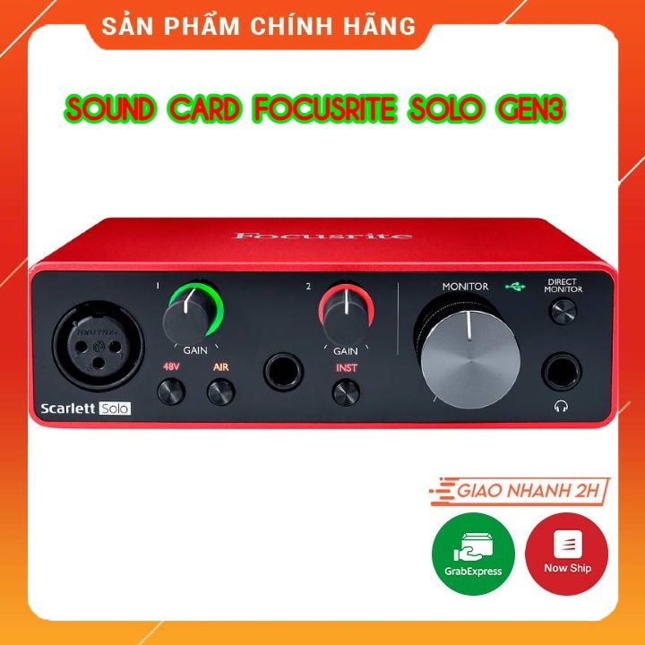 Sound Card Focusrite Scarlett Solo Gen 3 . Âm Thanh Cực Hay , Chuyên Dùng Phòng Thu , Livestream Chuyên Nghiệp