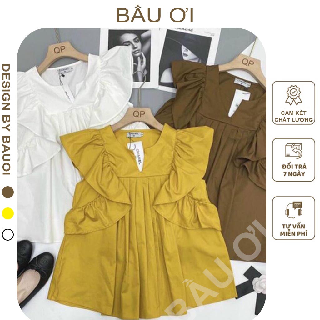 [FREE SHIP A02] ÁO BẦU XẾP LY TAY BÈO XINH XẮN - ÁO BẦU CÔNG SỞ THỜI TRANG HÀN QUỐC
