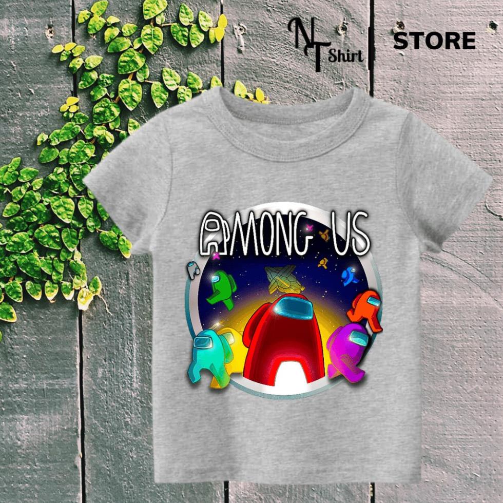 Áo thun bé trai và bé gái, Áo phông trẻ em in hình Game Among US, Áo cotton xịn mặc mát thoải mái NTshirt 05