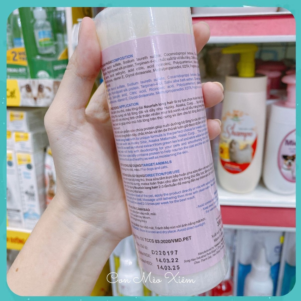 Sữa tắm chó mèo Vemedim nourish 300ml daily long hair, lông dài hằng ngày Con Mèo Xiêm