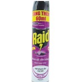 Chai Xịt muỗi Raid 600ml + 60ml hương chanh/ không mùi/ lavender-giá không đổi