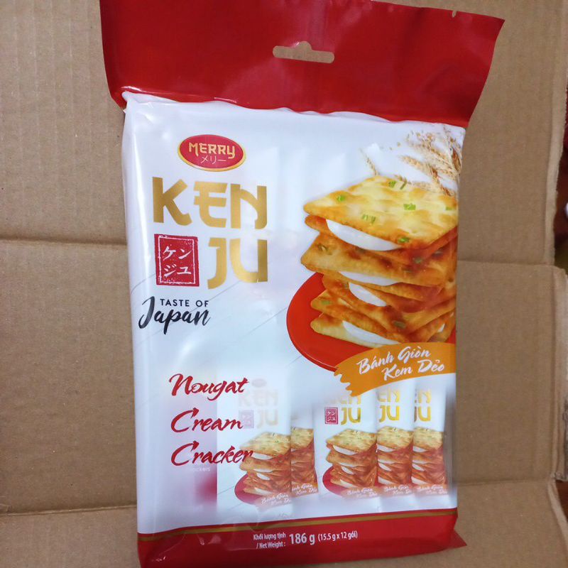 Bánh giòn kem dẻo Nougat hành Kenju 186g