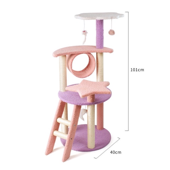 Cattree - trụ cào móng có cầu thang cao 102cm có quà tặng đi kèm