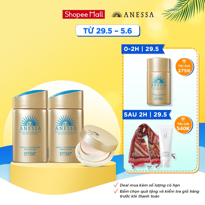 Bộ kem chống nắng Anessa: dưỡng da  bảo vệ hoàn hảo & trang điểm dạng nén tông tự nhiên SPF50+