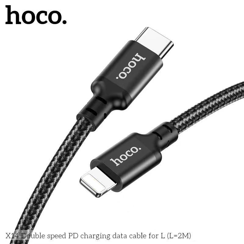 Cáp Sạc Hoco X14 PD 20W Type-C to Dây Sạc Nhanh IPPD Dây Dù Chống Gãy,Chống Đứt Dài 1M/2M - BH 12T