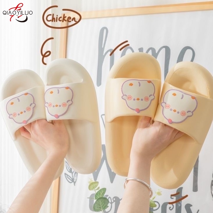 Dép quai ngang QiaoYiLuo chống trượt họa tiết dễ thương phong cách Hàn Quốc