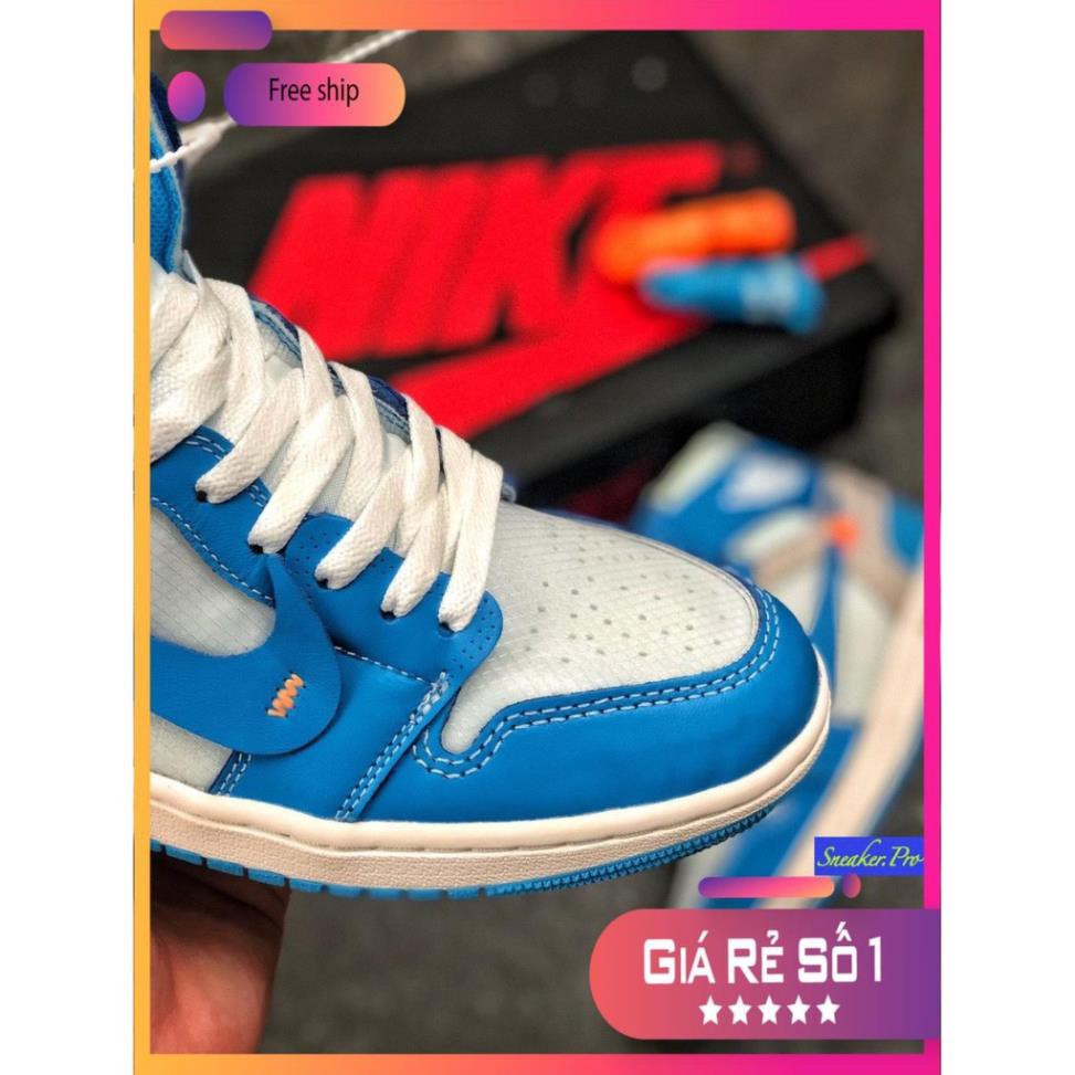 (FULL BOX + QUÀ TẶNG) Giày thể thao Air Jordan 1 Retro High Off-White University Blue cổ cao siêu đẹp cho nam và nữ