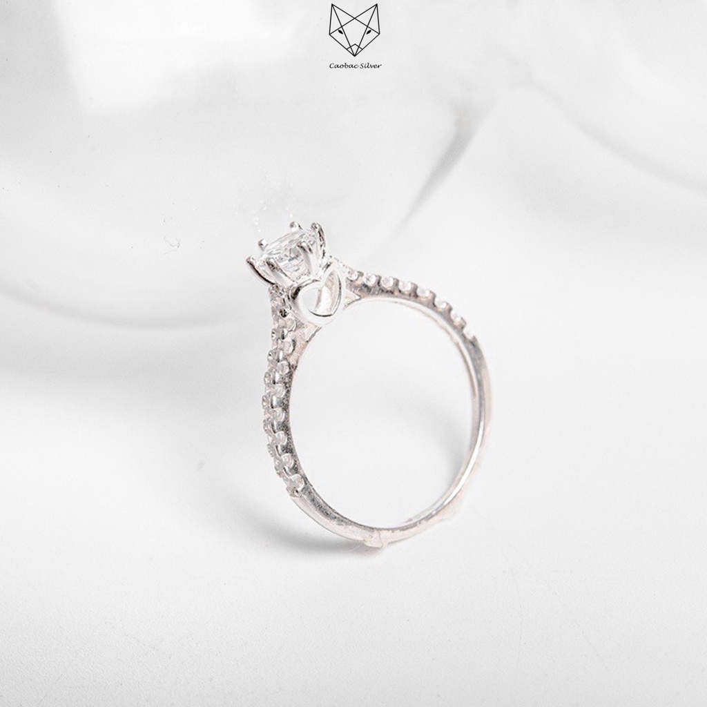 Nhẫn Bạc Ta Cao Cấp CaoBac Silver Ổ Đá Cạnh Tim Sang Trọng Dành Tặng Riêng Cho Bạn Gái