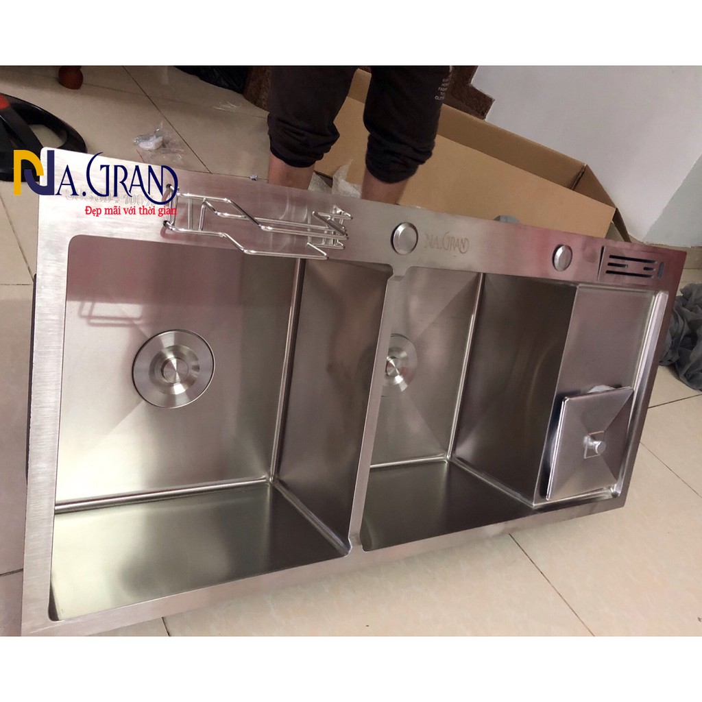 {CHẬU ĐÚC ĐẸP NHÂT} Chậu Rửa Chén Bát INOX SUS 304 N3 10048 NA.GRAND và Xả chậu thoát nước