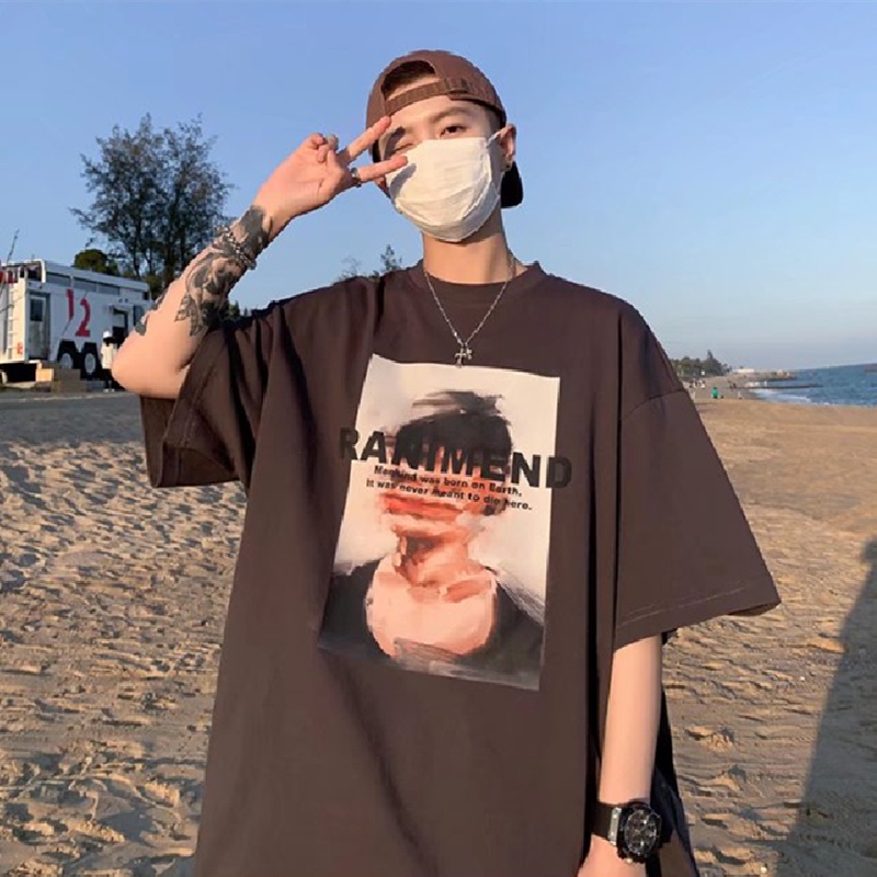 Áo Thun Dáng Rộng In Chữ Phong Cách Hàn Quốc Thời Trang Mùa Hè Cho Nam [M-8XL]