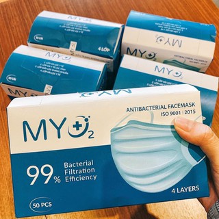 HỘP 50 CÁI KHẨU TRANG MY02 4 LỚP CAO CẤP - CÓ LỚP KHÁNG KHUẨN
