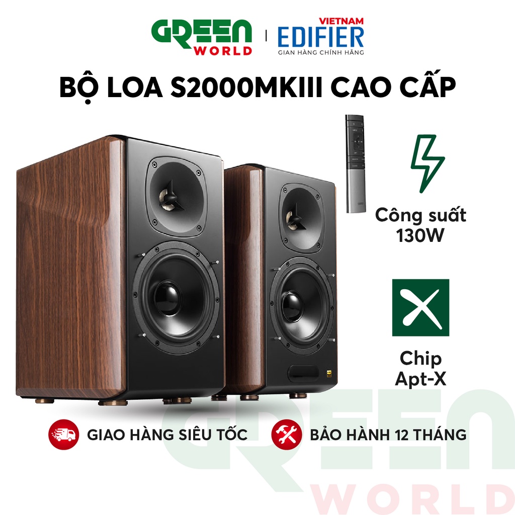 Bộ loa bluetooth Bookshelf Hifi cao cấp EDIFIER S2000MKII - Công nghệ aptX - Kèm dây Monster Cable 2RCA ra 4RCA 2M