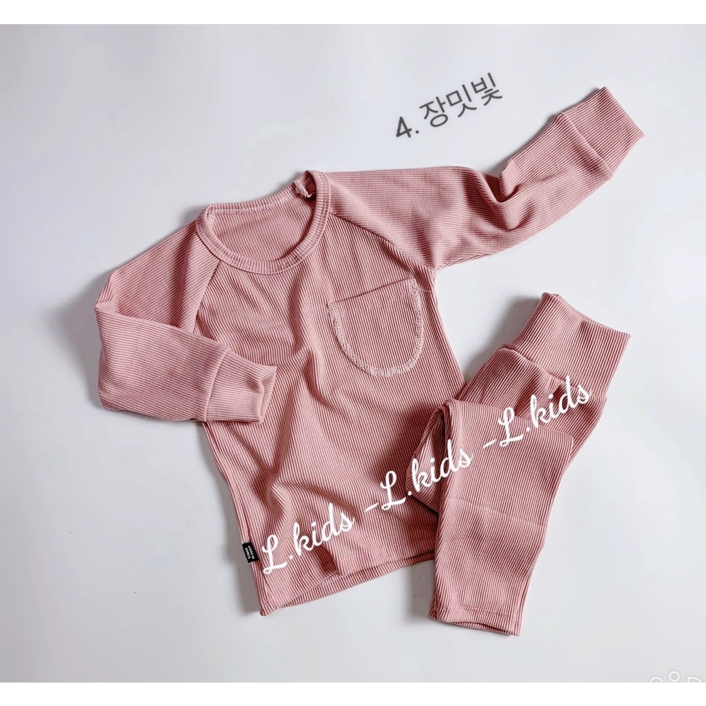 Bộ dài tay thun gân tăm Minky Mom quần cạp cao dày dặn cho bé trai bé gái từ 6-17kg