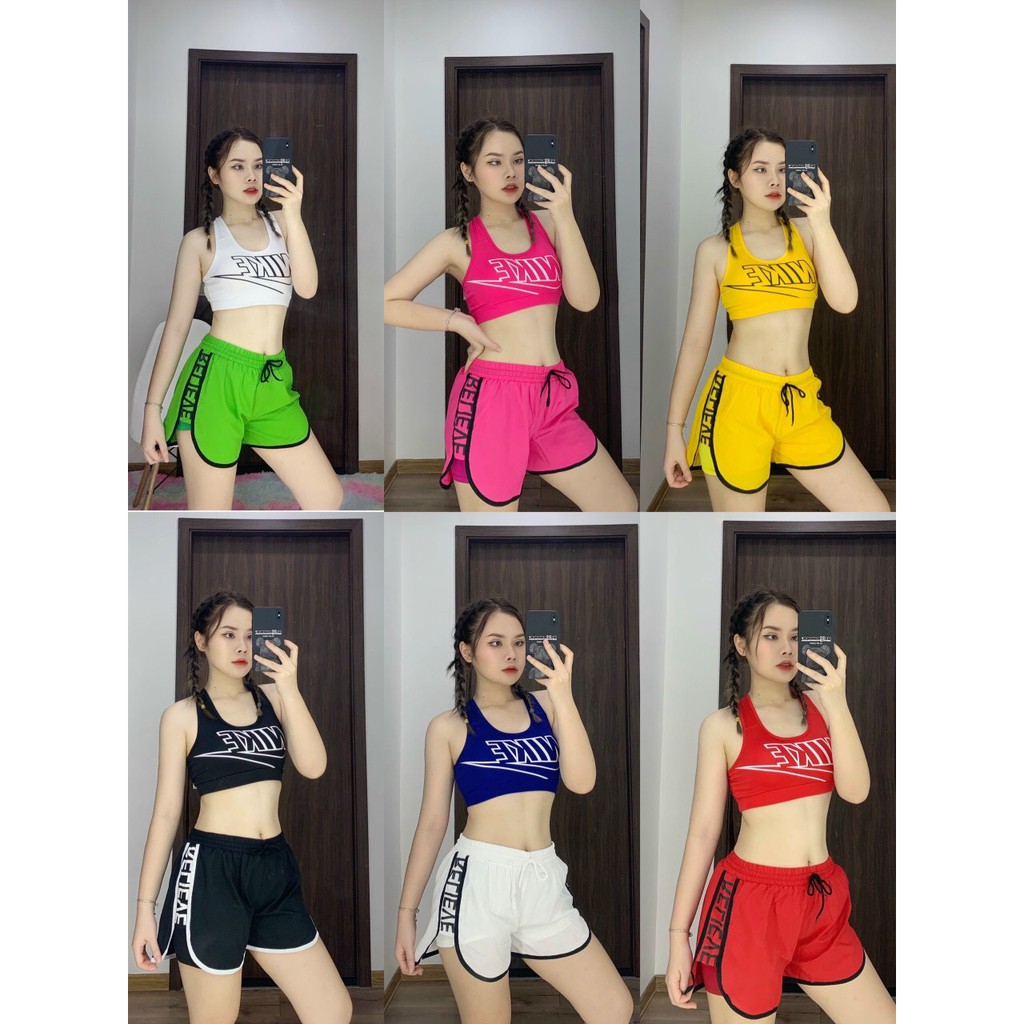 BỘ ĐỒ TẬP ÁO BRA QUẦN BOXER 2 LỚP TẬP GYM, ERUBIC ZUMBA