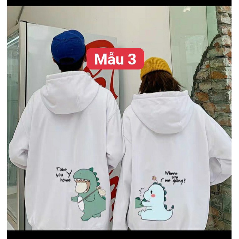 Các mẫu áo hoodie đôi hình cute chất nỉ bông dày siêu ấm