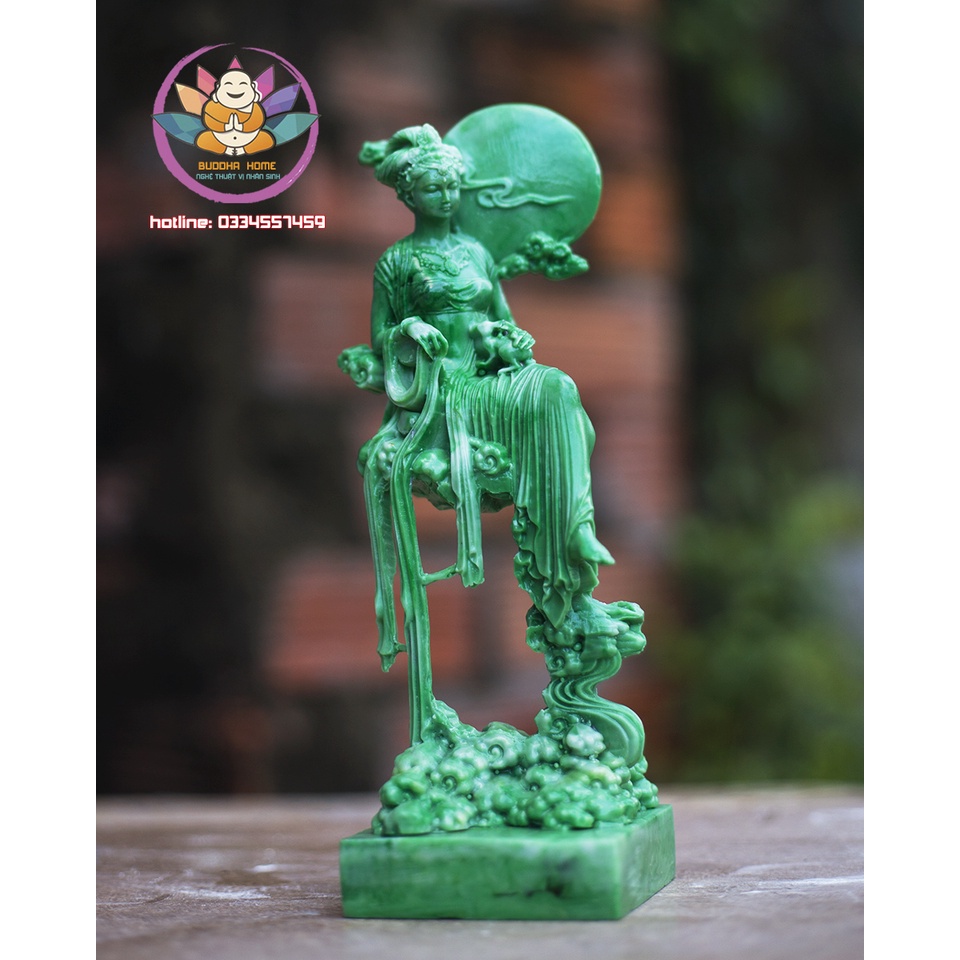 Tượng Hằng Nga Tiên Nữ đá xanh chi tiết sắc sảo trang trí nhà cửa