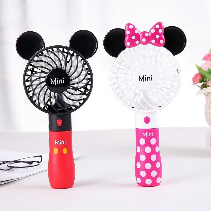 Quạt Mini Cầm Tay Hình Chuột Mickey Sạc Usb Siêu Đáng Yêu Cho Bé