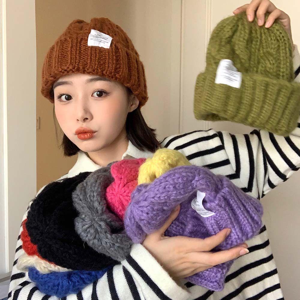 Mũ Beanie Dệt Kim Họa Tiết Kẻ Sọc Thời Trang Thu Đông Dễ Thương Cho Nữ