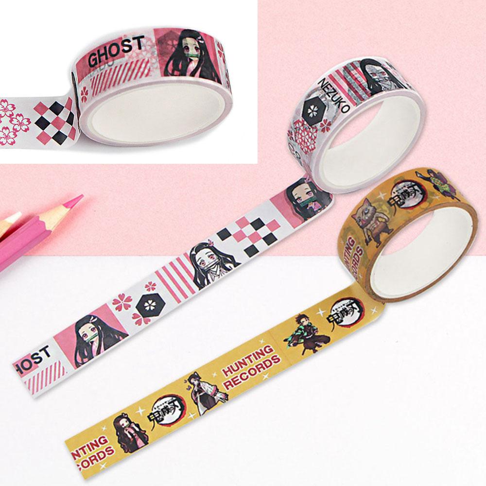Băng Keo Giấy Dán Họa Tiết Hoạt Hình Demon Slayer DIY Trang Trí Sổ Tay