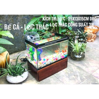 Set bể cá mini 25 viền keo đen và lọc thác