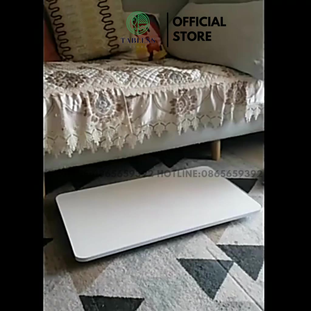 Bàn học gấp gọn mini ngồi bệt bàn học gập gọn mặt gỗ trắng để giường để học gấp gọn kích thước 40x60cm - TABLESS | BigBuy360 - bigbuy360.vn