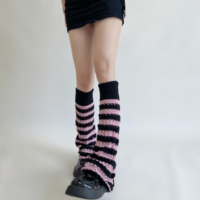XIXI Vớ Ống Chân Giữ Ấm Họa Tiết Kẻ Sọc Rỗng Thập Niên 80 Dành Cho Nữ