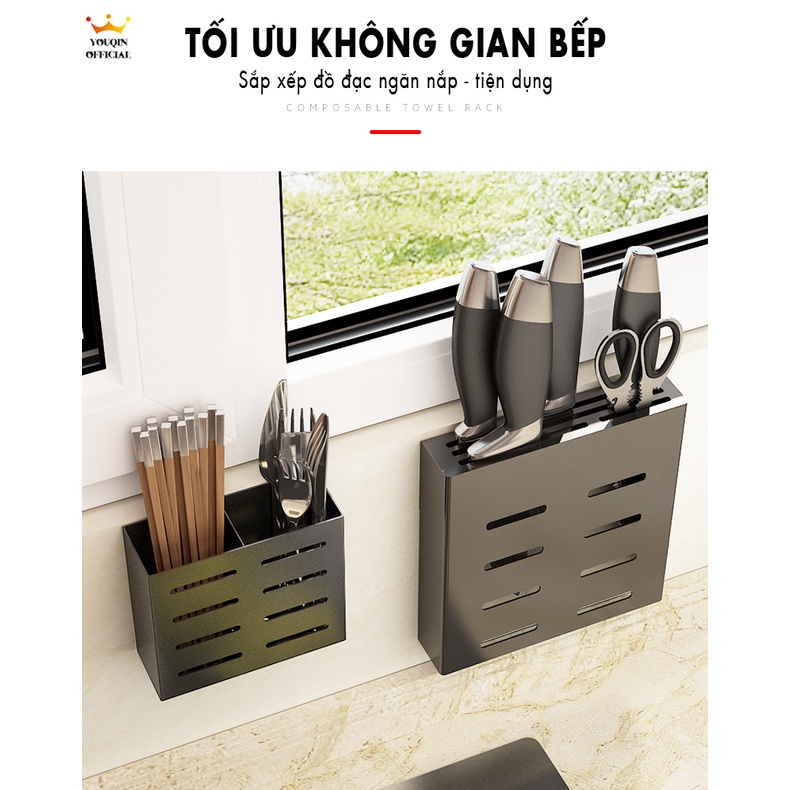 Hộp Đựng Đũa Muỗng - YouQin Chất Liệu Hợp Kim Nhôm Chống Gỉ Sét, Dán Keo Siêu Chắc, Không Khoan Đục