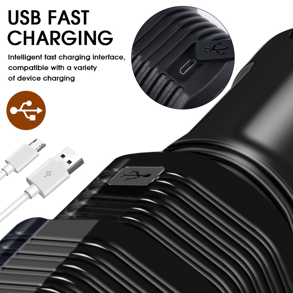 Đèn Pin 12 Bóng LED Công Suất Cao / Có Thể Sạc Lại Bằng Cổng USB Chống Thấm Nước
