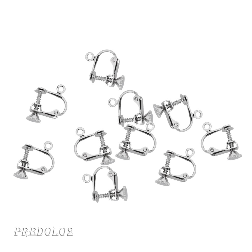 10Pcs     Silver     Ear     Wire     Screw     on     Contact     Clip     On