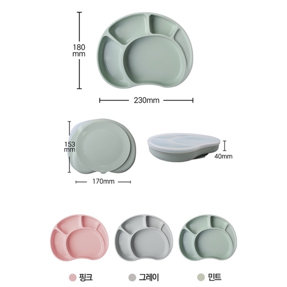 Khay ăn dặm silicone chống đổ kèm nắp bảo quản cho bé ăn dặm