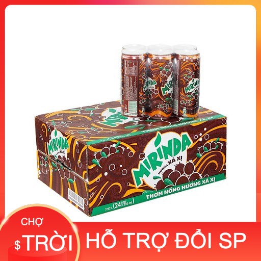 Văn phòng phẩm Nước ngọt Mirinda hương Xá Xị lon 330ml (thùng 24 lon)