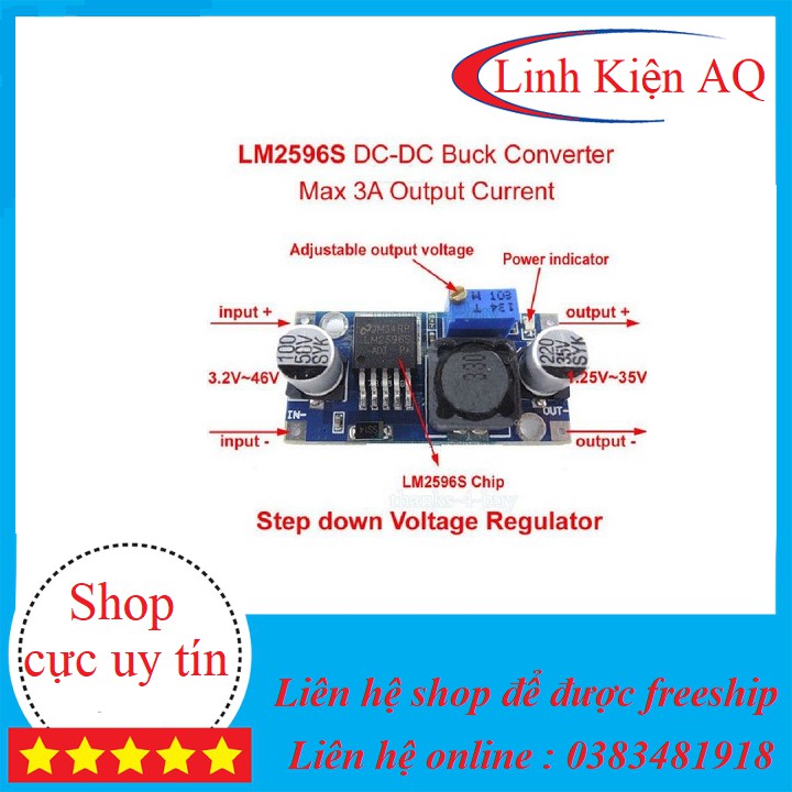 Module Hạ Áp Buck DC-DC LM2596 3A-linhkiendientubk