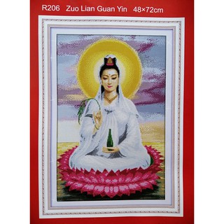 Tranh thêu chữ thập Phật quan âm thêu kín (chưa thêu) R206