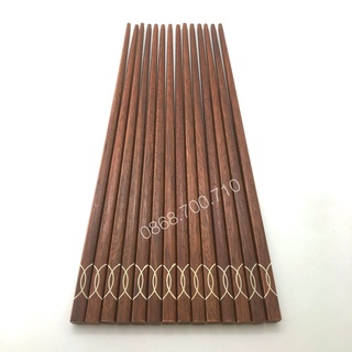 Bộ 10 đôi đũa gỗ gõ đầu vuông hắn họa tiết -- không sơn phủ hóa chất ,đũa gỗ an toàn cho sức khỏe